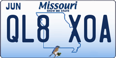 MO license plate QL8X0A