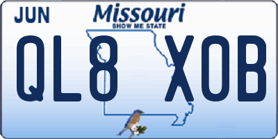 MO license plate QL8X0B