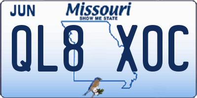 MO license plate QL8X0C
