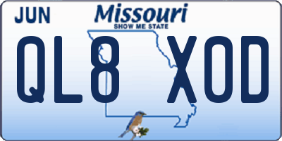 MO license plate QL8X0D