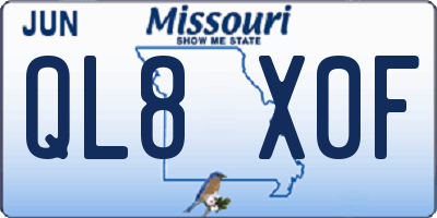 MO license plate QL8X0F