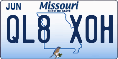 MO license plate QL8X0H