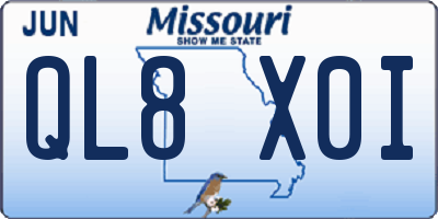 MO license plate QL8X0I