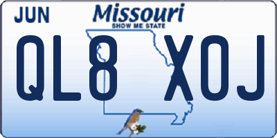 MO license plate QL8X0J