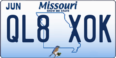 MO license plate QL8X0K