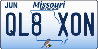 MO license plate QL8X0N