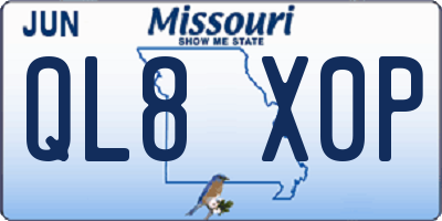 MO license plate QL8X0P