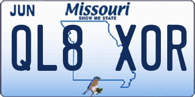 MO license plate QL8X0R