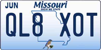 MO license plate QL8X0T