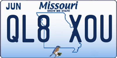 MO license plate QL8X0U