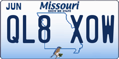 MO license plate QL8X0W