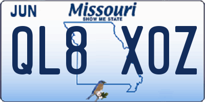 MO license plate QL8X0Z