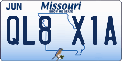 MO license plate QL8X1A