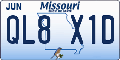 MO license plate QL8X1D