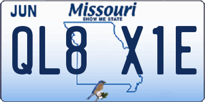MO license plate QL8X1E