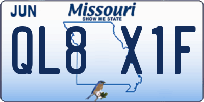 MO license plate QL8X1F