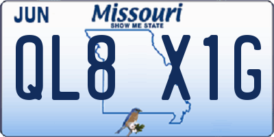 MO license plate QL8X1G