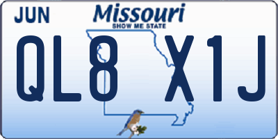 MO license plate QL8X1J