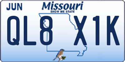 MO license plate QL8X1K