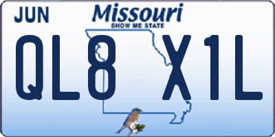 MO license plate QL8X1L