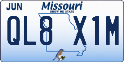 MO license plate QL8X1M