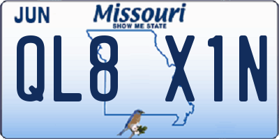 MO license plate QL8X1N