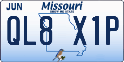 MO license plate QL8X1P