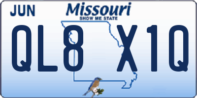 MO license plate QL8X1Q
