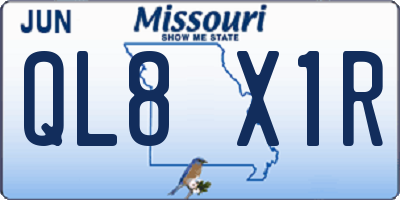 MO license plate QL8X1R