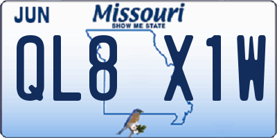 MO license plate QL8X1W