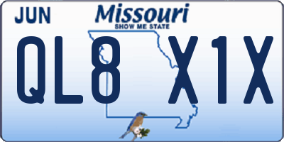 MO license plate QL8X1X