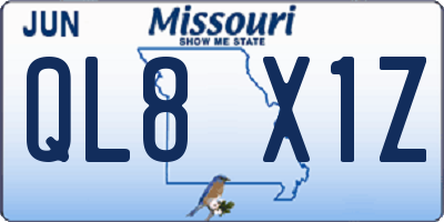 MO license plate QL8X1Z