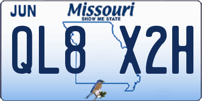 MO license plate QL8X2H