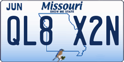 MO license plate QL8X2N