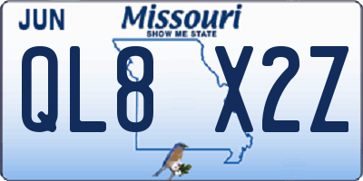 MO license plate QL8X2Z
