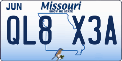 MO license plate QL8X3A