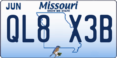 MO license plate QL8X3B