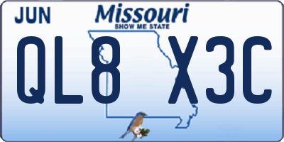MO license plate QL8X3C