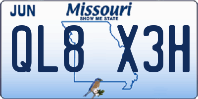 MO license plate QL8X3H