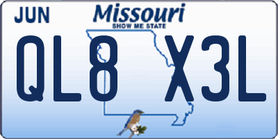 MO license plate QL8X3L