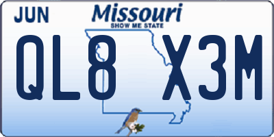 MO license plate QL8X3M