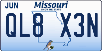 MO license plate QL8X3N