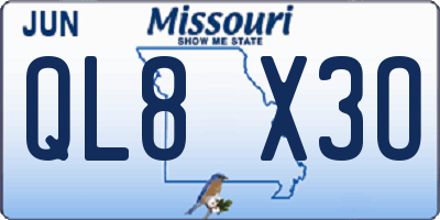 MO license plate QL8X3O