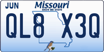MO license plate QL8X3Q