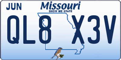 MO license plate QL8X3V