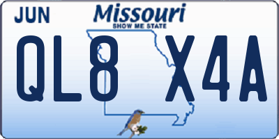 MO license plate QL8X4A