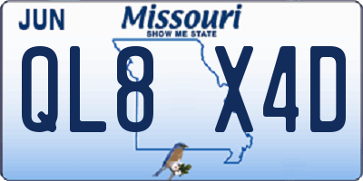 MO license plate QL8X4D