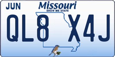 MO license plate QL8X4J
