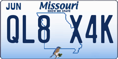 MO license plate QL8X4K
