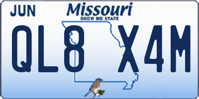 MO license plate QL8X4M